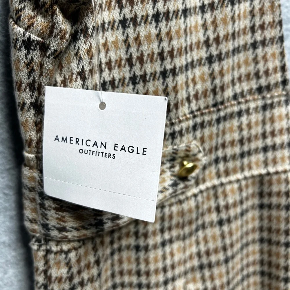 American Eagle Pinafore Dress Women M‎ Brown Houndstooth Academic Dark Academia - Picture 4 of 8